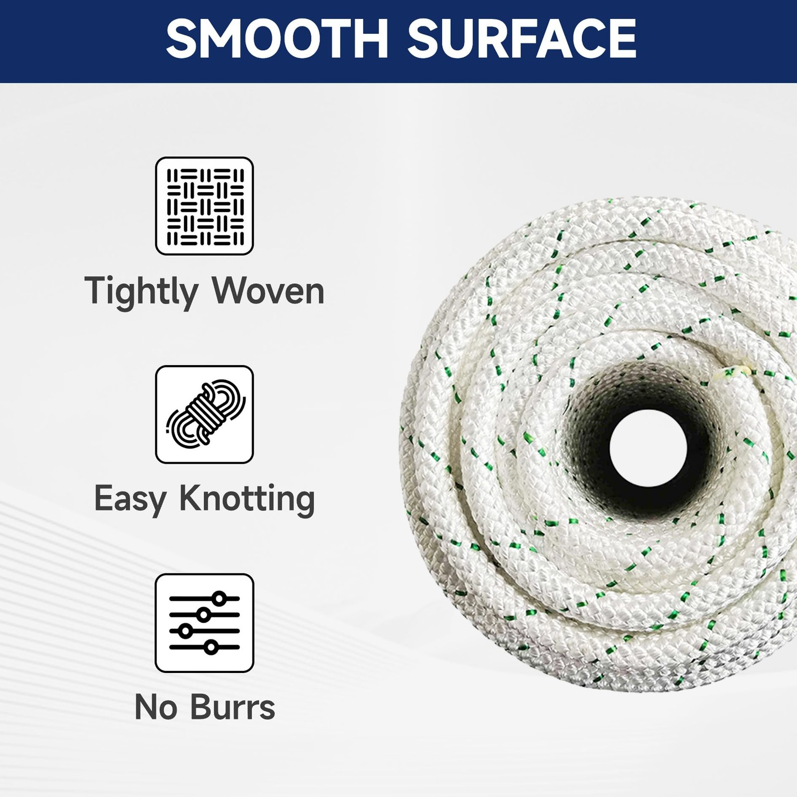 3/8 in Braid Polyester Rope, 100 FT Arborist Rigging Rope for Camping Swings ...