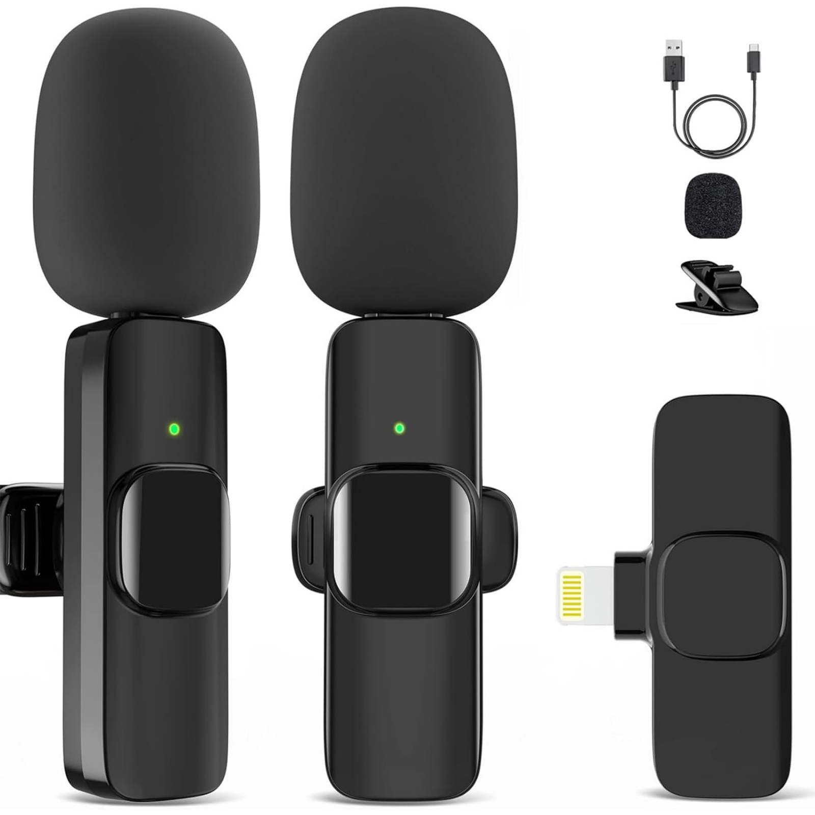 GOGARA Microphone for iPhone, 2 Pack Wireless Microphones, Mini Mini, Black