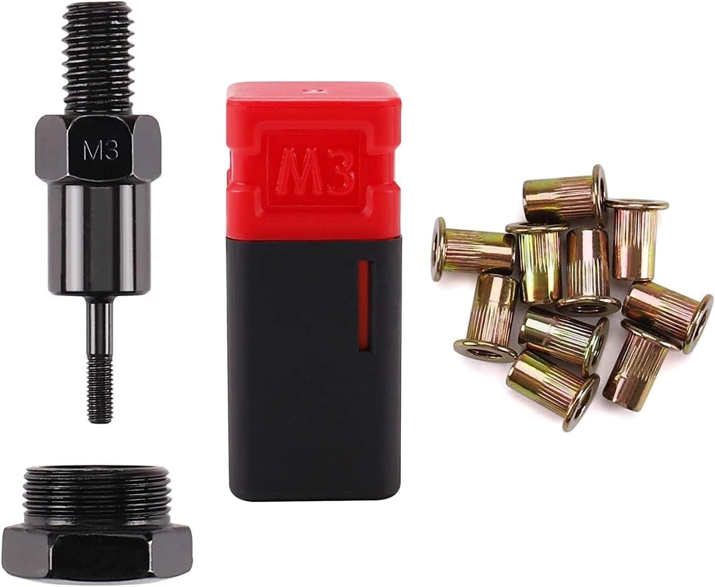 Amjoy M12 Rivet Nut Tool Set with 10 Rivet Nuts - Durable & Easy Replacement