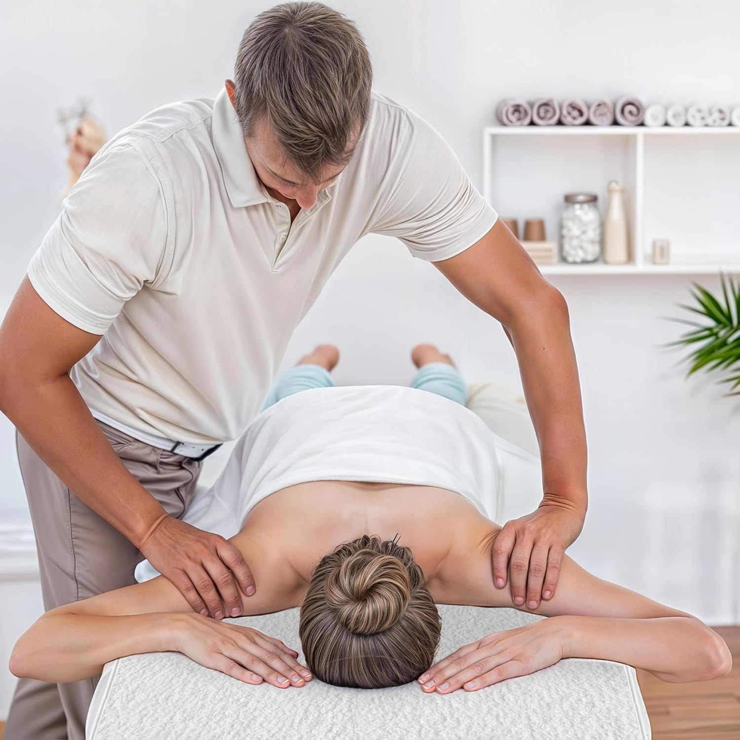 Massage Bed Heating Pad - Rapid Heat, Safety Features, & Face Access