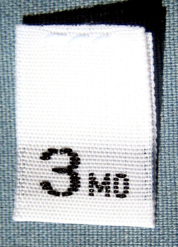 1000 PCS WOVEN CHILDREN INFANT WHITE LABEL SIZE TAGS - 3 MONTH