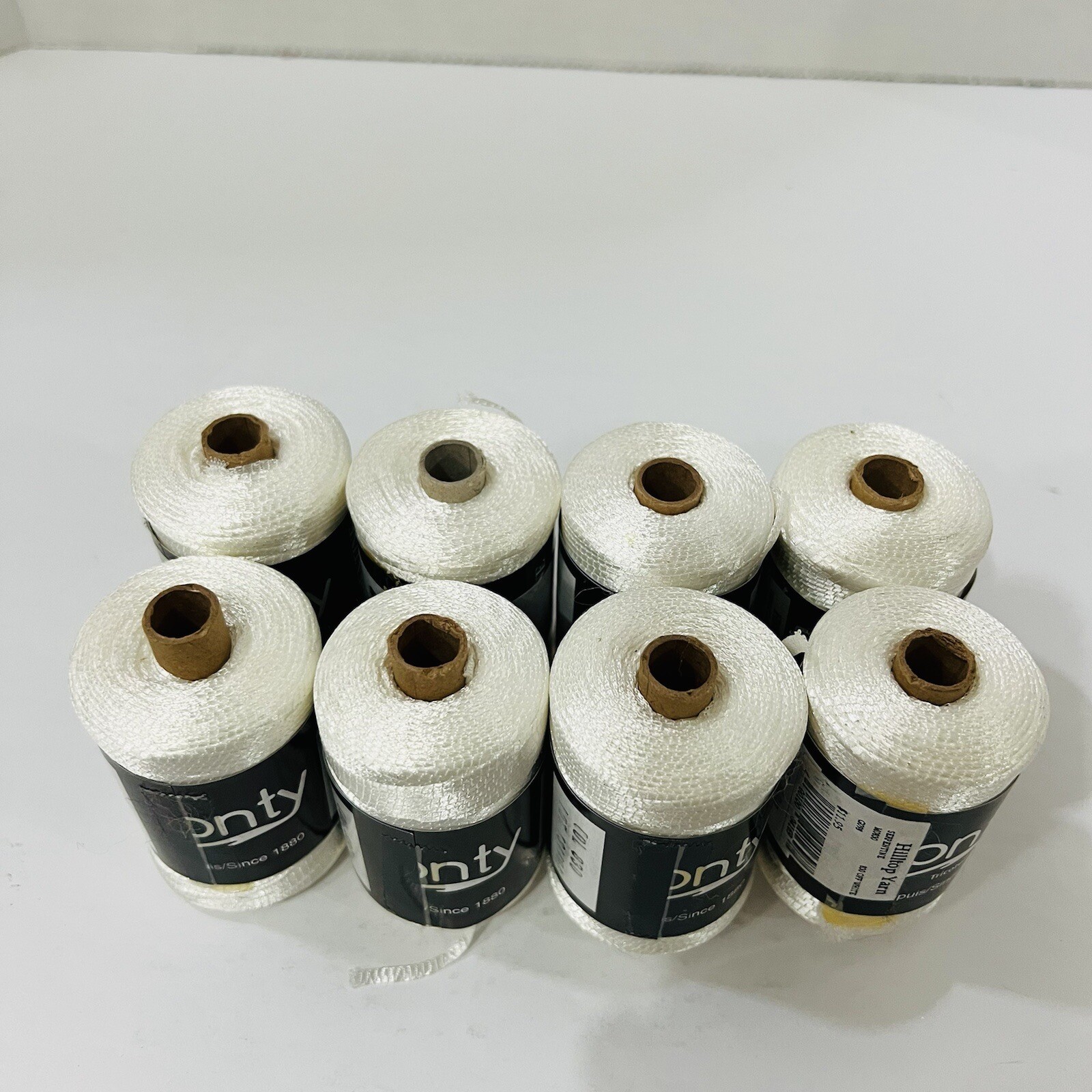 Spool Fonty Serpentine Yarn - White Knitting, Crocheting, Embroidery Lot Of 8
