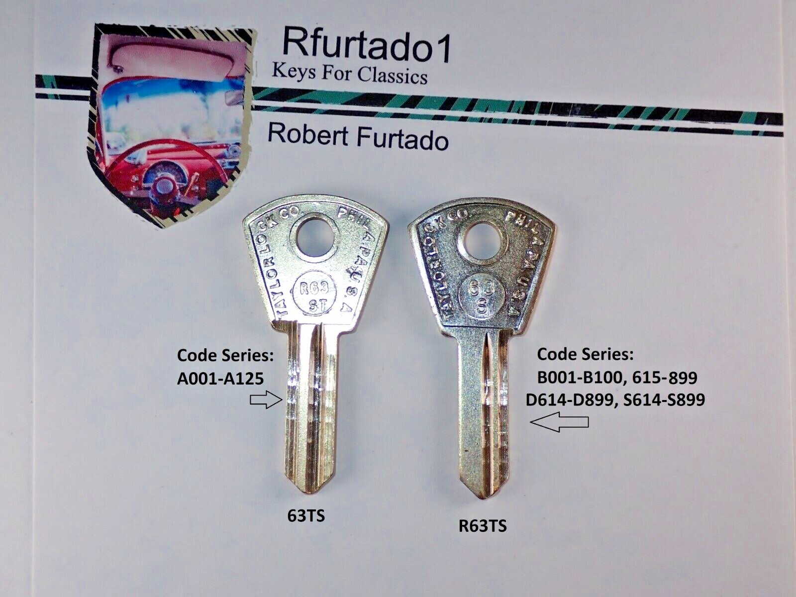 Key Blank for Alfa Romeo, Fiat, & other Italian in dash ignitions 50's 60's 63TS