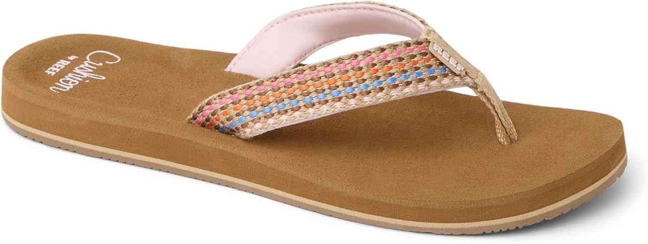 Woman Reef Baja Elana Flip Flop Sandal CJ7336 Brown/Pink Brand New