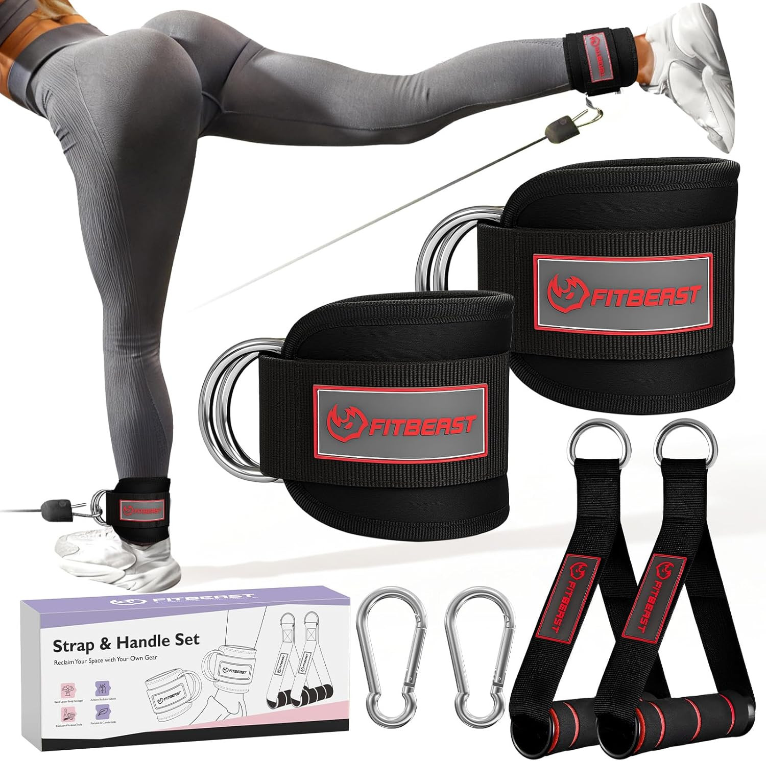 Ankle Straps for Cable Machines Women, Ankle Strap Set - Glute Kickback Ankle...