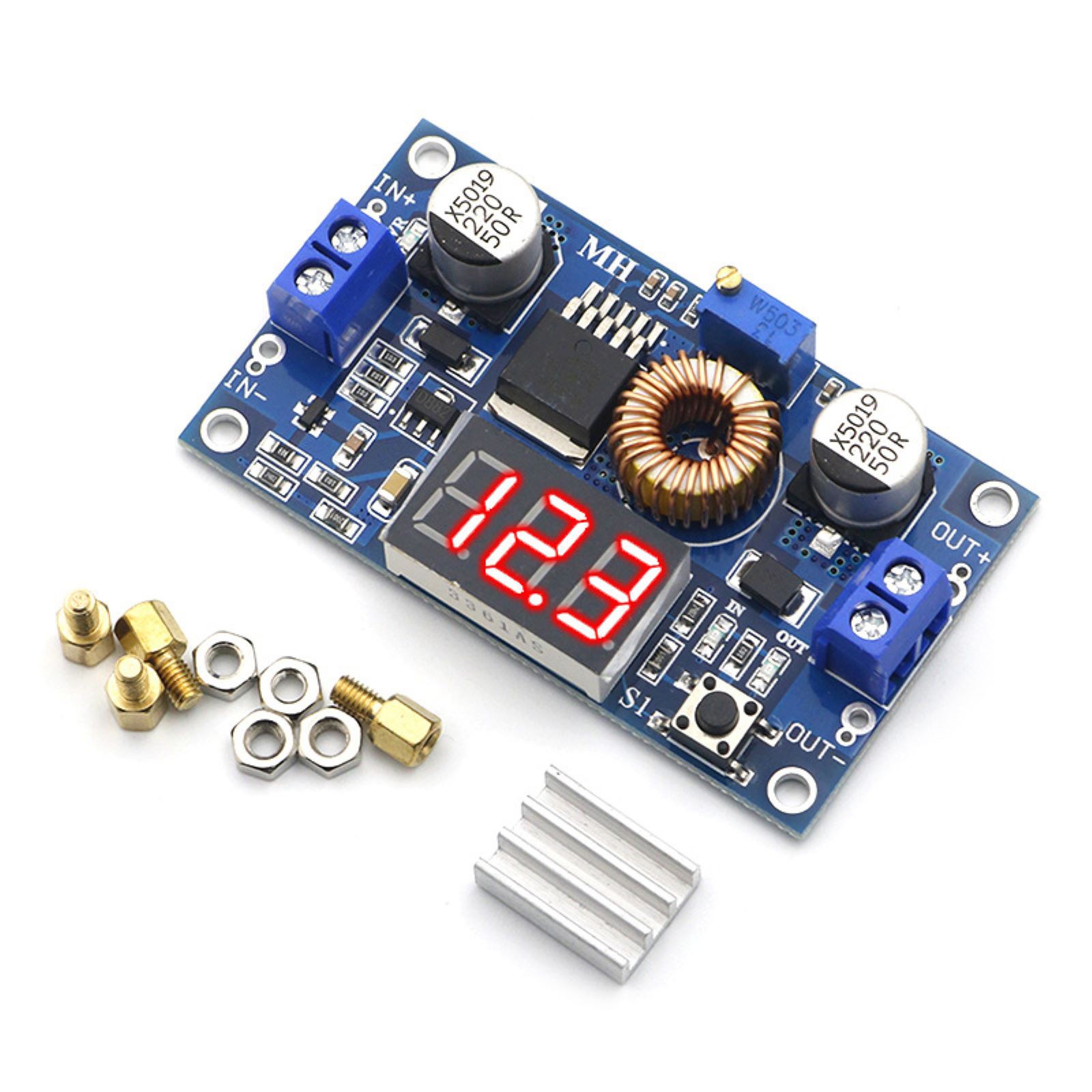 Multi-Functional Voltmeter Heatsink Standoffs DC-DC Step Down 5A Adjustable New