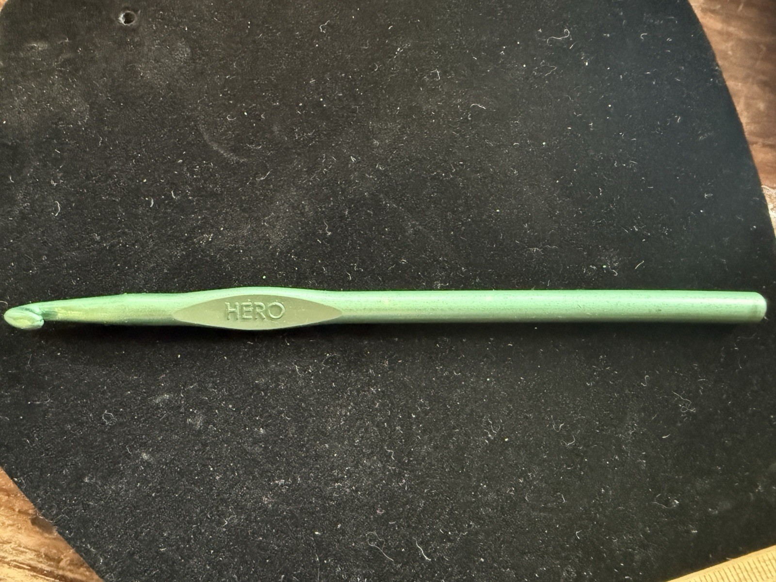 Vintage Used Hero Crochet Hook Made In USA Size J Metal Green