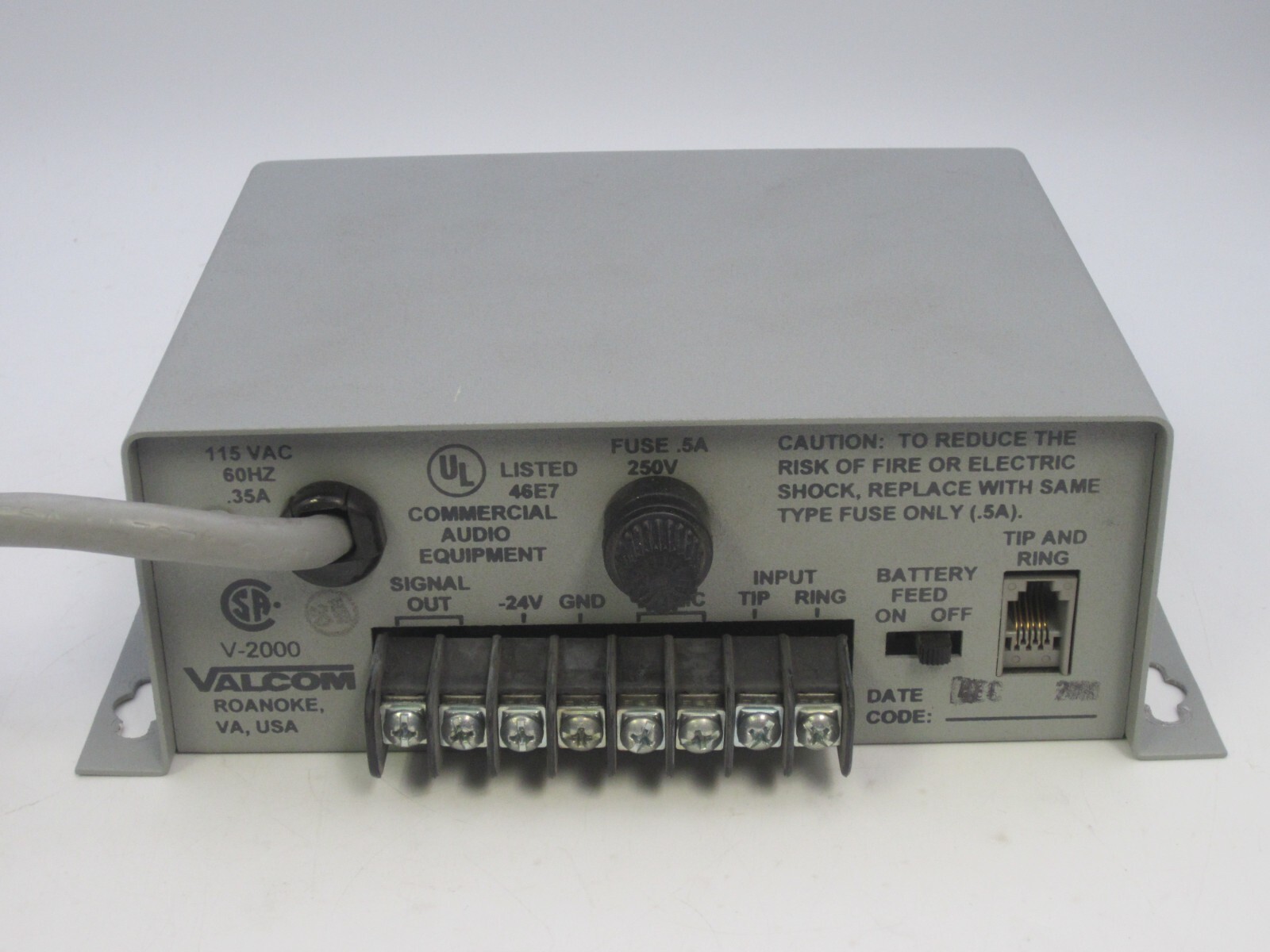Valcom V-2000 Integrated Single Zone Page System