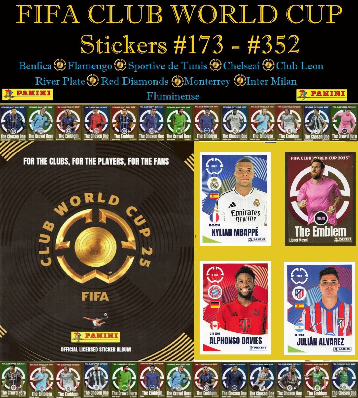 Panini FIFA Club World Cup 2025 Stickers #173 - #352 -  Complete Your Album