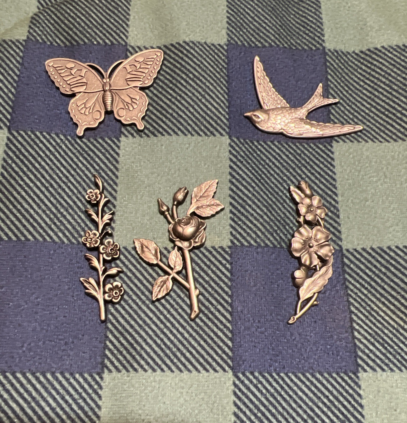 Metal Figures 2014 Tim Holtz LLC Crafting Scrapbook Pieces Butterfly Bird Flower