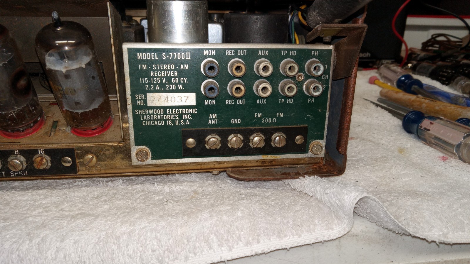 Sherwood S-7700 II Stereo Tube Amplifier AM FM Tuner Works Sounds Nice