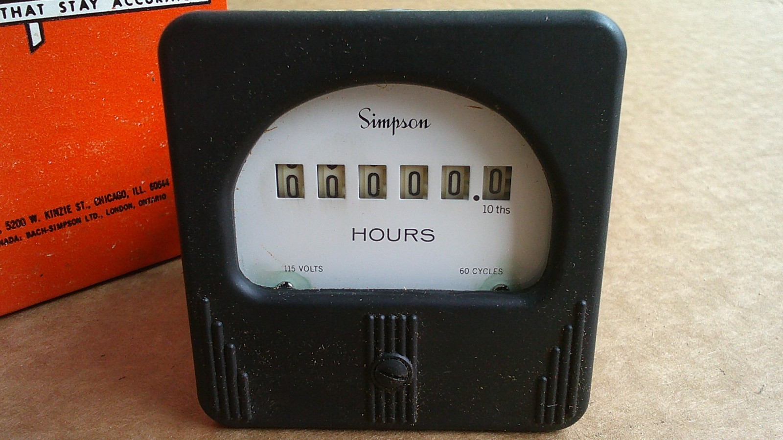 Vintage Simpson 57ET Elapsed Time Indicator Hour Meter NOS