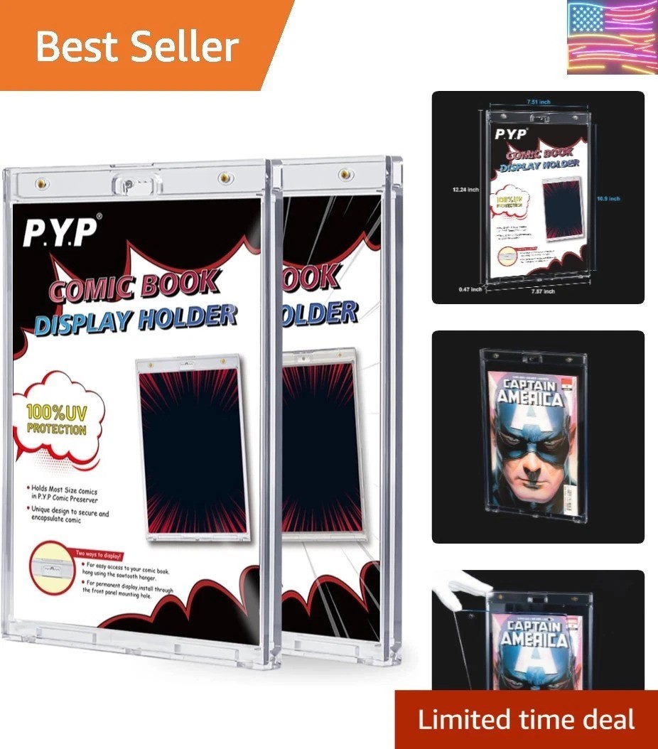 2ct Magnetic Comic-Book Display Cases - Crystal Clear One Touch Comic Book Ho...