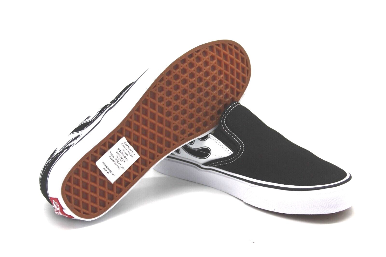 MEN'S SKATEBOARDING SHOES VANS CLASSIC SLIP-ON FLAME BLACK/WHITE VN0A33TBK681