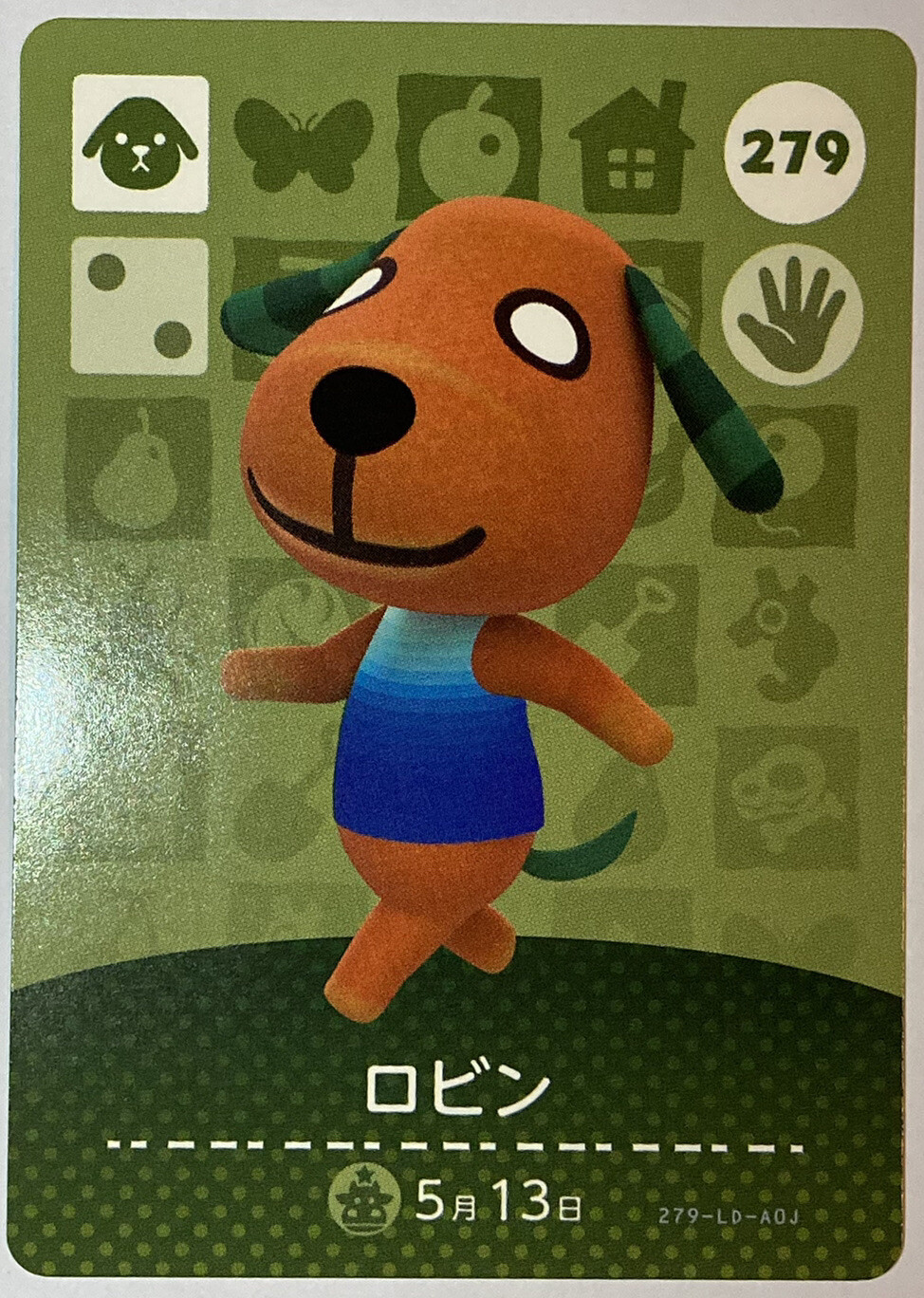 Amiibo Cards 279 Biskit Robin Animal Crossing Japanese Doubutsunomori Card