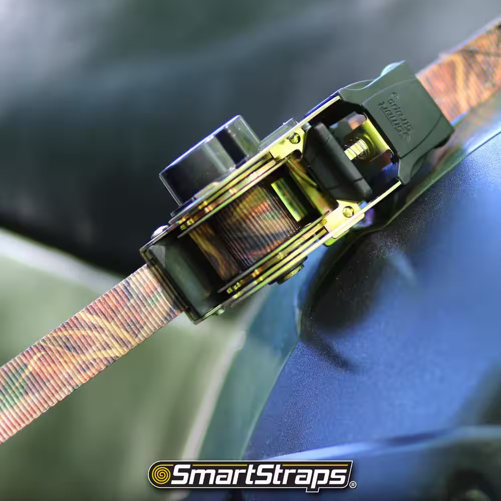 SmartStraps Ratchet Tie Down Straps 10ft x 1.5in Camo Retractable 2 Pack 1000lb