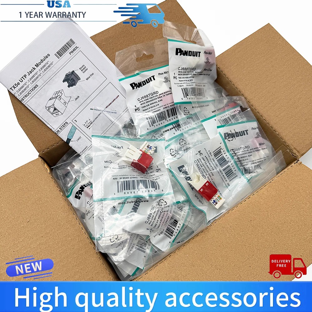 50PCS Panduit Giga TX Cat6 Network jack CJ688TGYL RED CJ688TGRD