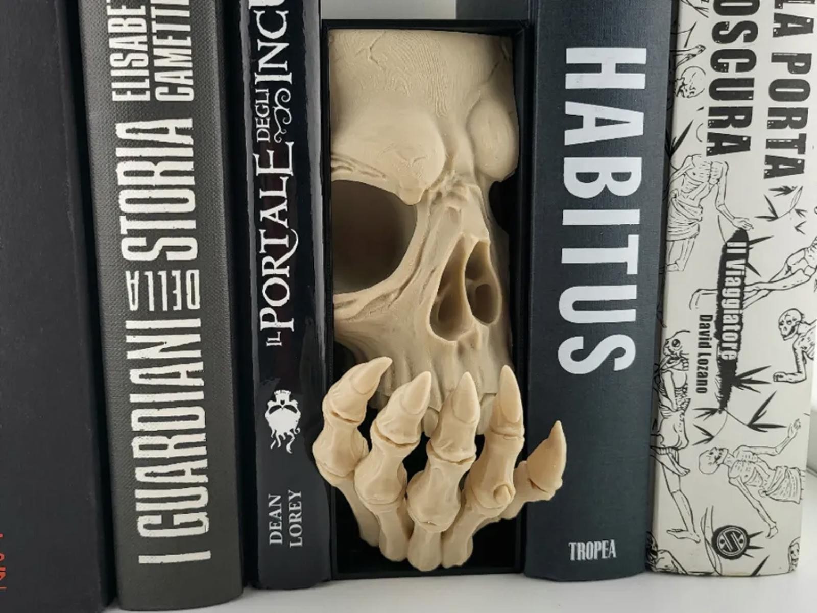 Creeping Skeleton Hand Book Nook - Horror Skull Bookshelf Insert & Spooky Decor