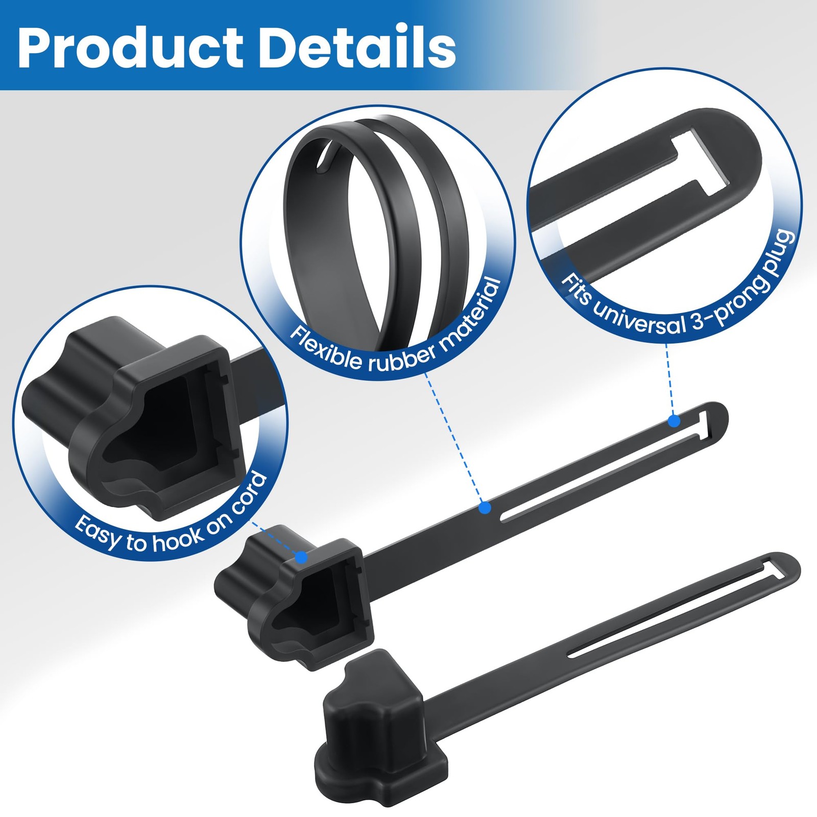 Feekoon 2 Pack 3 Prong Plug Protector for Engine Block Heater Cords, Black
