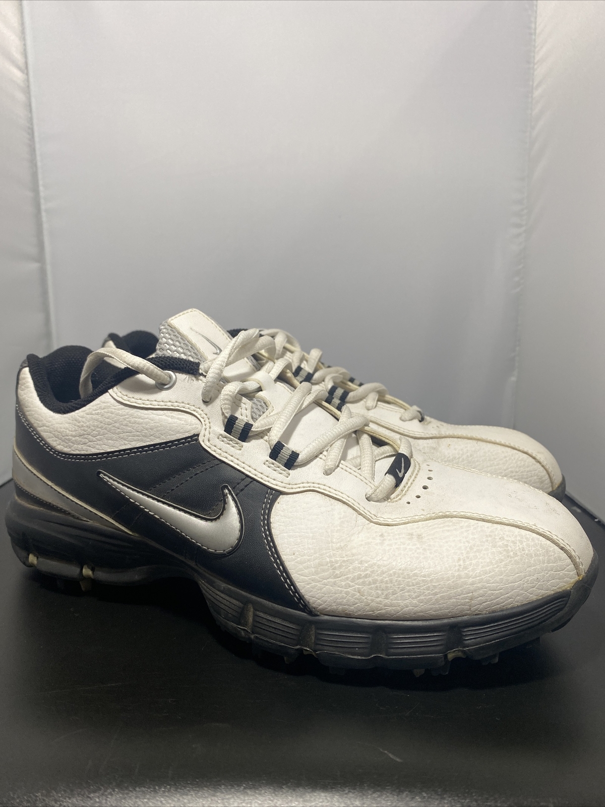 Nike Power Channel TAC Golf Shoes Cleats 317682-102 White/ Black Men's Size 8.5