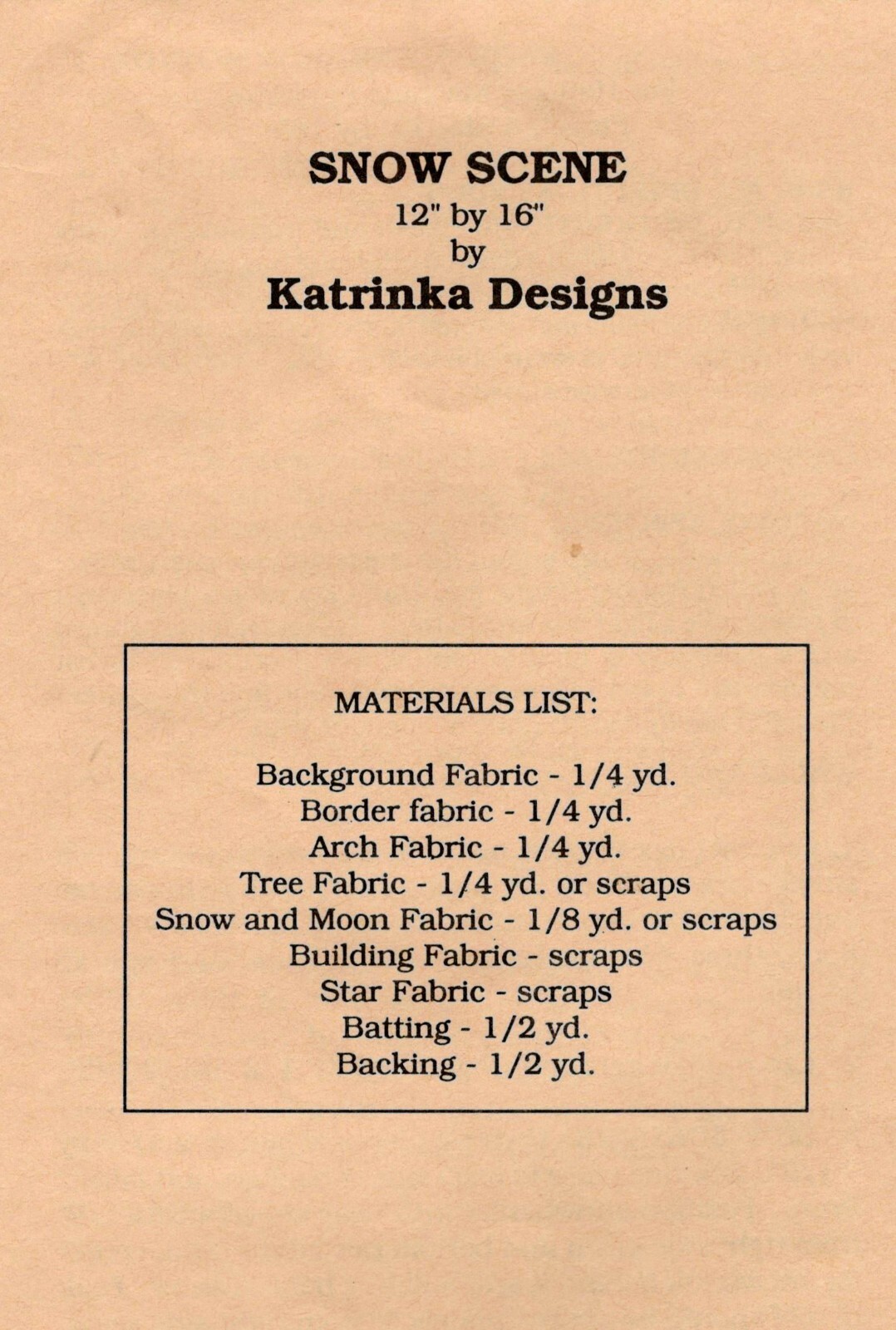Snow Scene Wall Quilt Pattern by Katrinka Designs