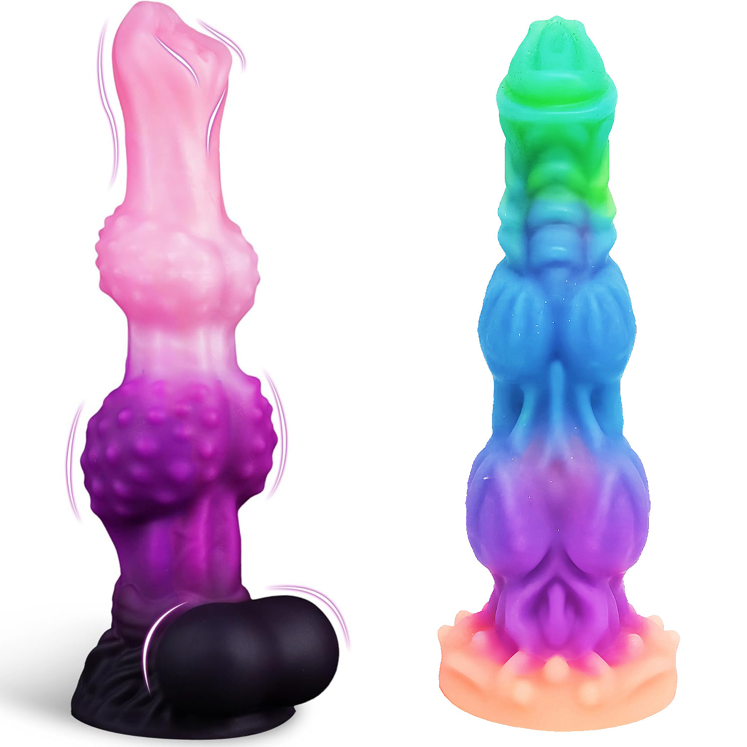 Fantasy Huge 2 Knot Dildo Suction Cup Silicone Long Monster Penis Butt Sex Toys