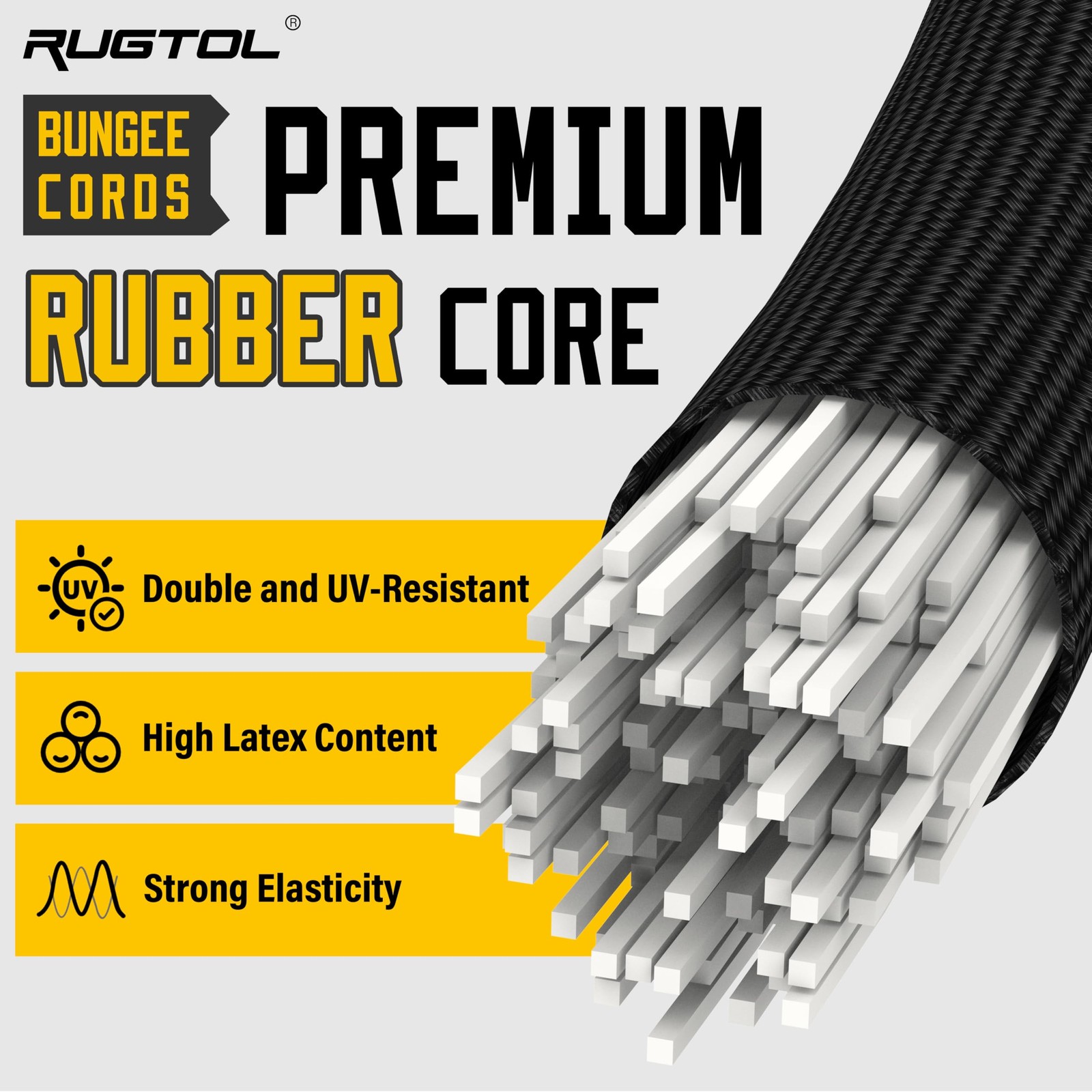 Upgraded Adjustable Bungee Cords with Hooks, 6 24" - 6 Pack - Black, Black