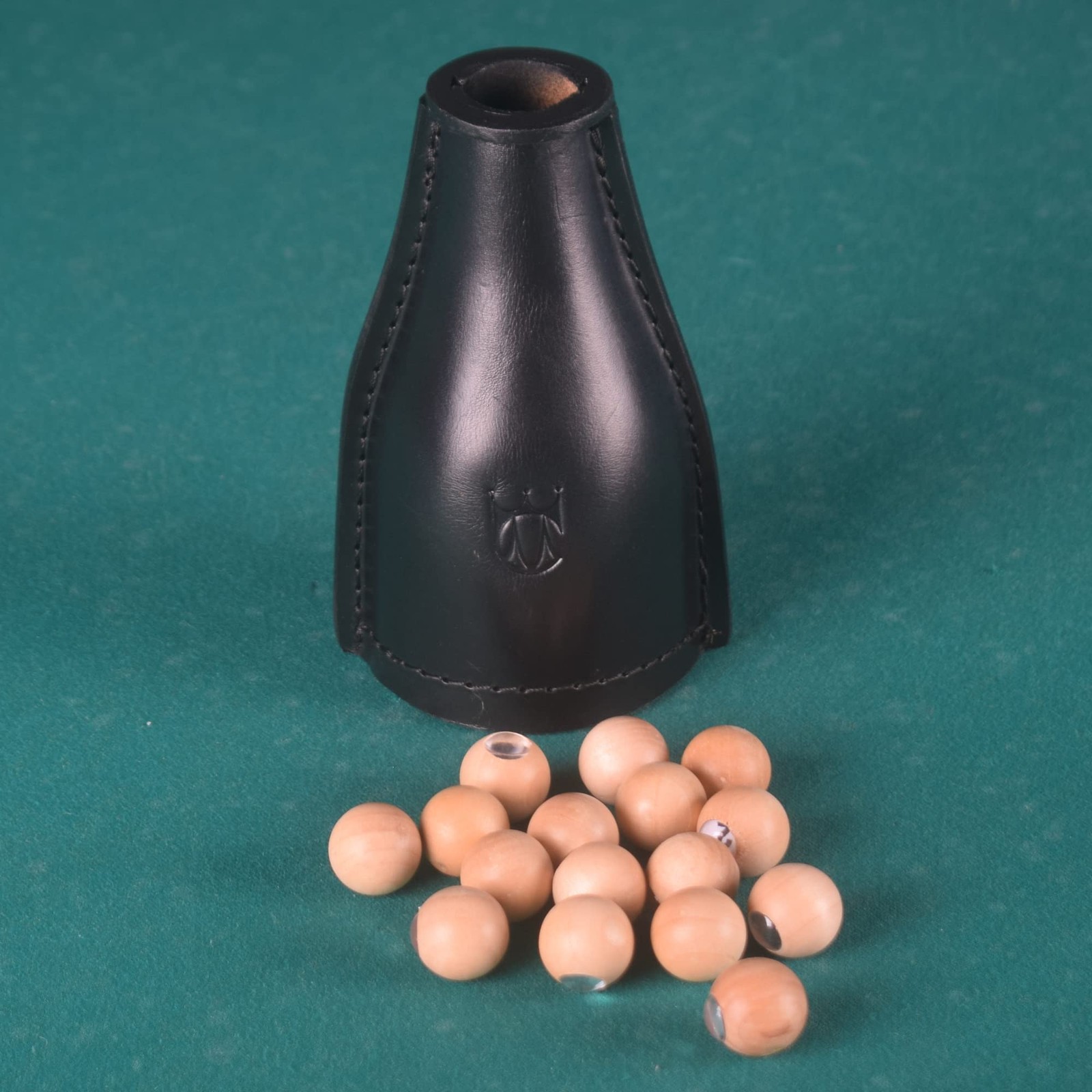 Billiard Black Leather Pool Shaker Bottle, Talley Bottle, Pea Bottle