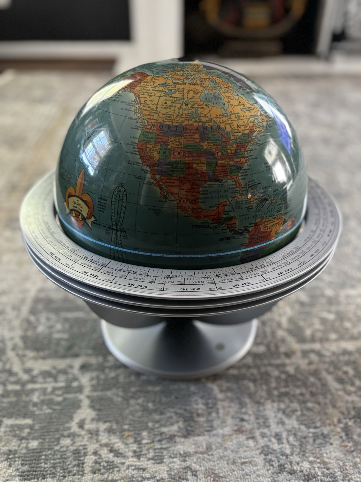 Vintage World Globe, George F. Cram Classica Globe w/Metal Stand