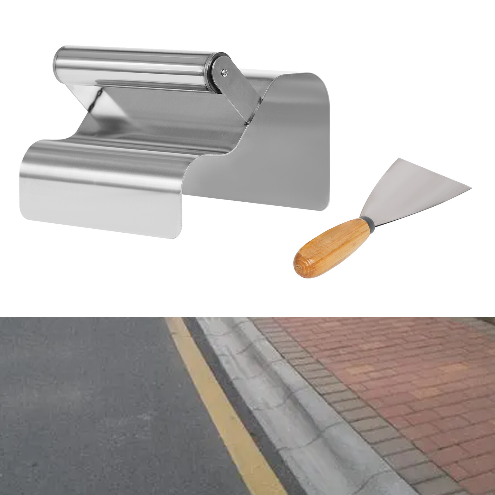 Landscape Curb Trowel Concrete Curbing Trowel with Putty Blade Stainless Steel