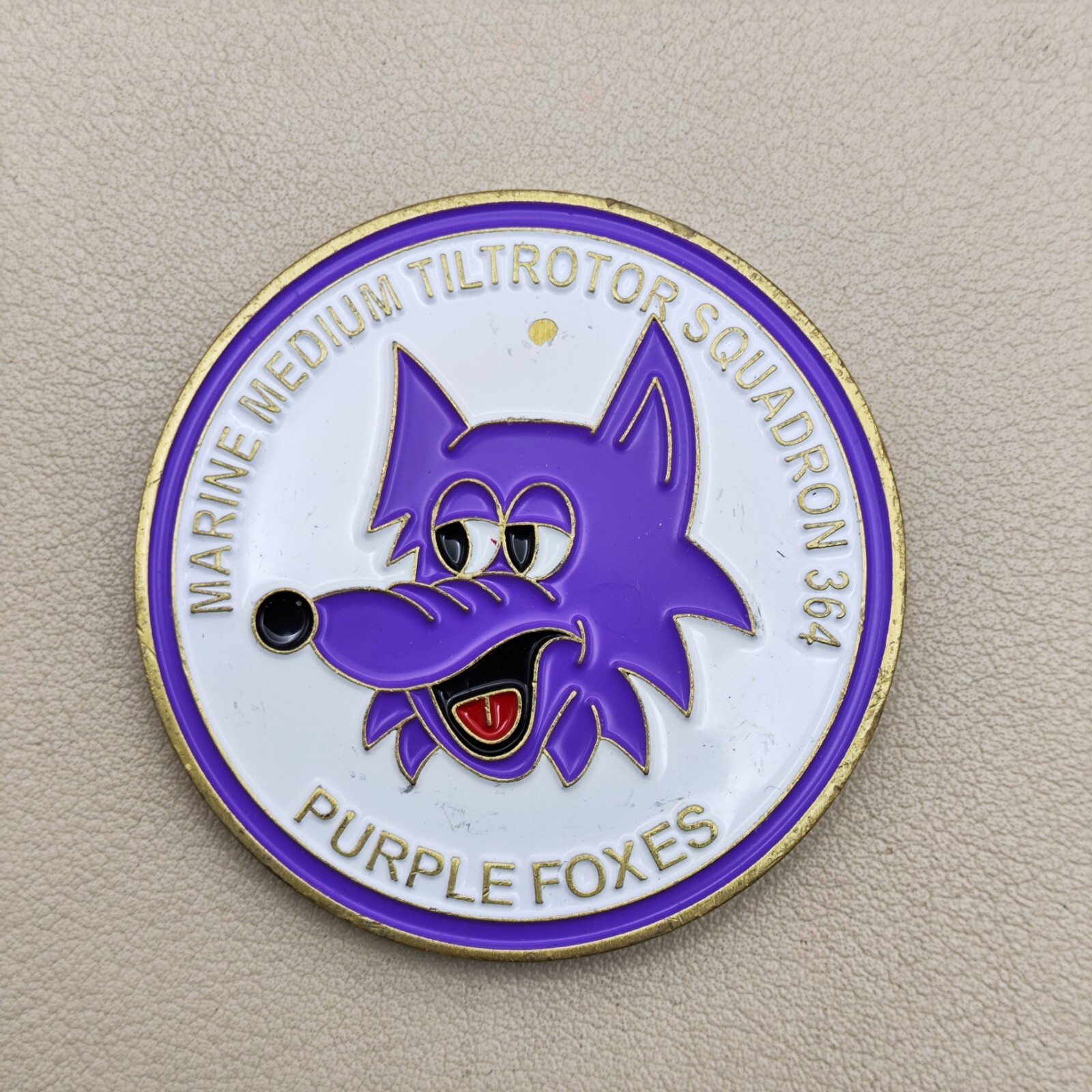 US Marine Medium Tiltrotor Squadron 364 Purple Foxes Challenge Coin