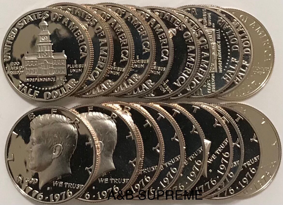 ROLL (20) 1976 S KENNEDY HALF DOLLAR “STUNNING GEMS” CLAD PROOF BICENTENNIAL