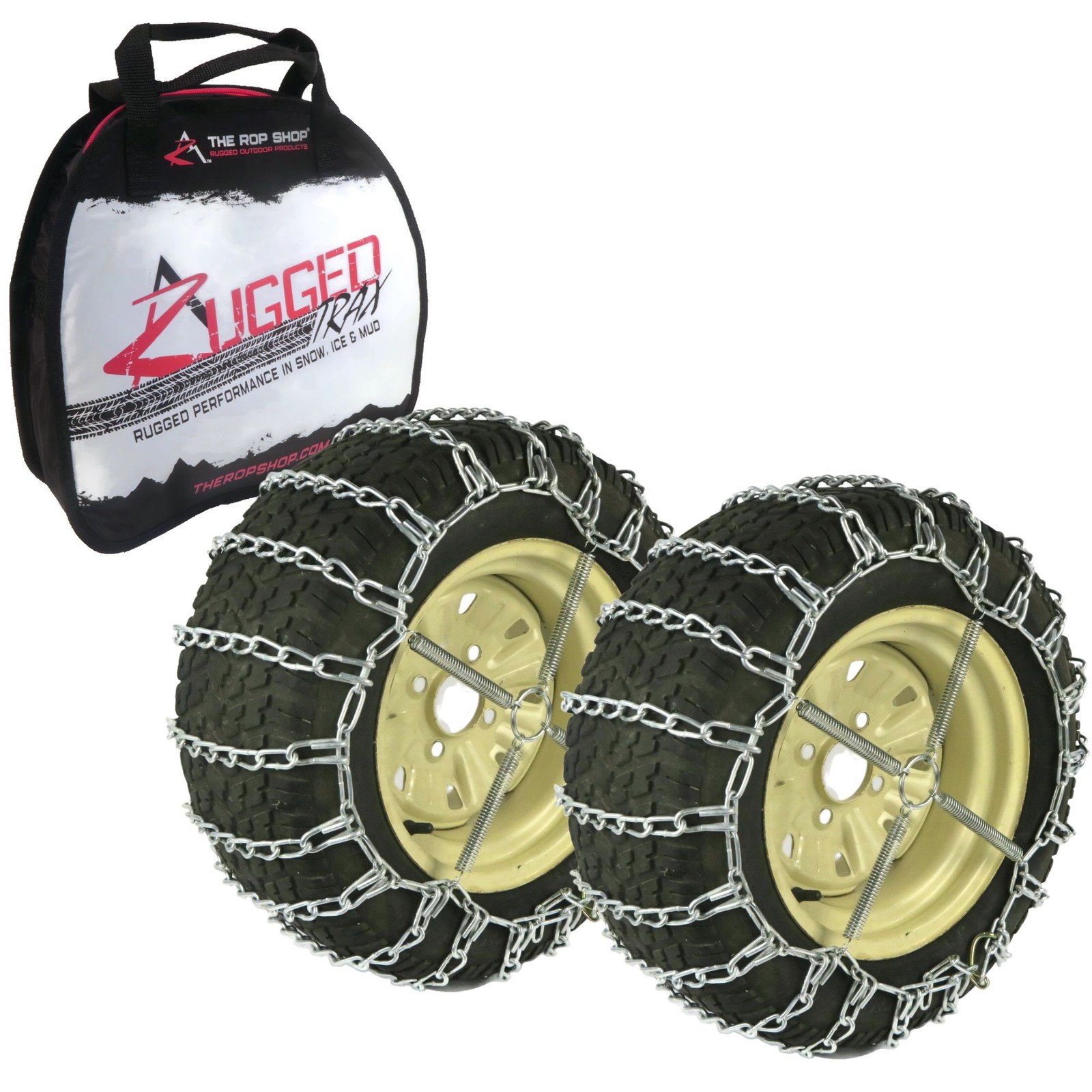 Pair of 2 Link Tire Chains with Tensioners for John Deere with 20x8x8 Tires