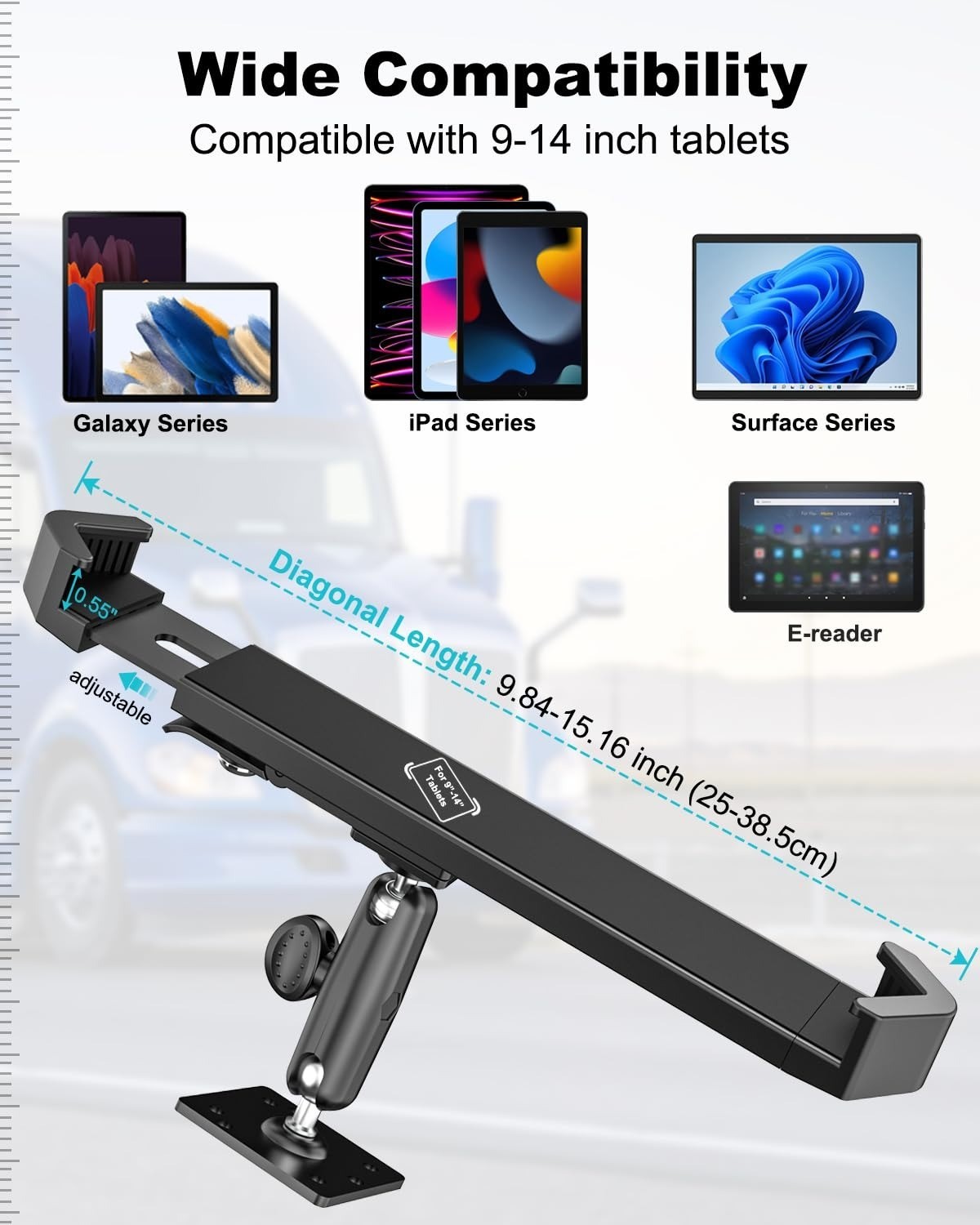 Security Car Tablet Mount, Industrial Heavy Duty Tablet Holder with Lock & Key,