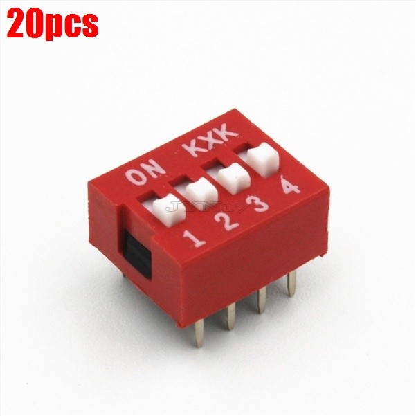 20Pcs Dip Slide Type Switch Module 2.54MM 4-Bit 4 Position Way Red Pitch Z Ne xc