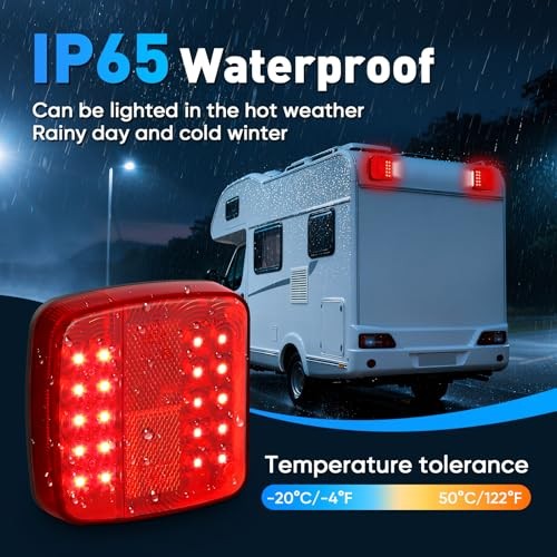 Magnetic Wireless Trailer Lights, Upgraded 2.4GHz Transmitter with 2000mAh Red
