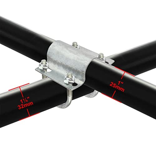 8 Pack U Bolt Cross Pipe Clamps, 1" x 1-3/8" OD Adjustable Grid Connector for