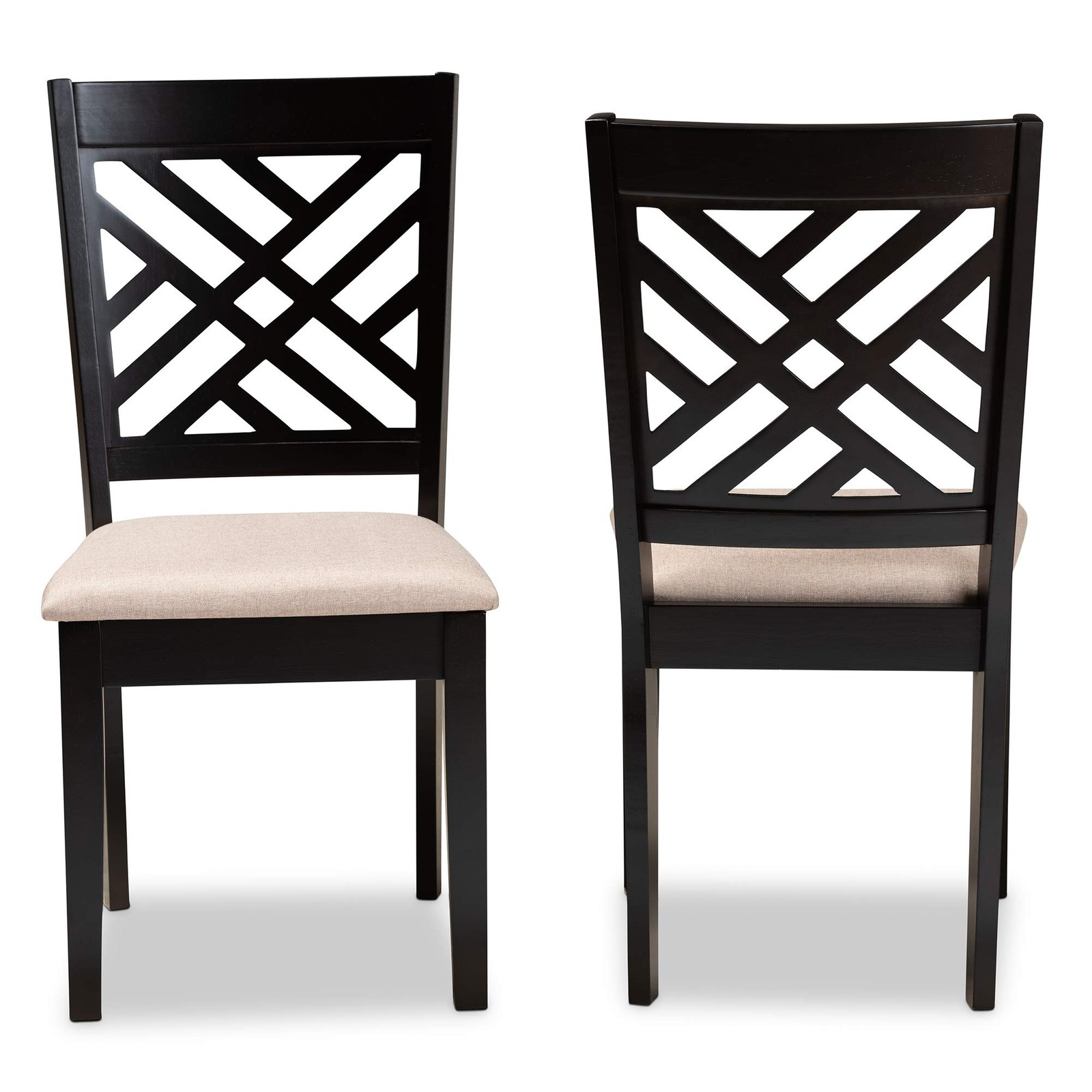 Baxton Studio Fallon Dining Chair Set - Sand Fabric Upholstered,