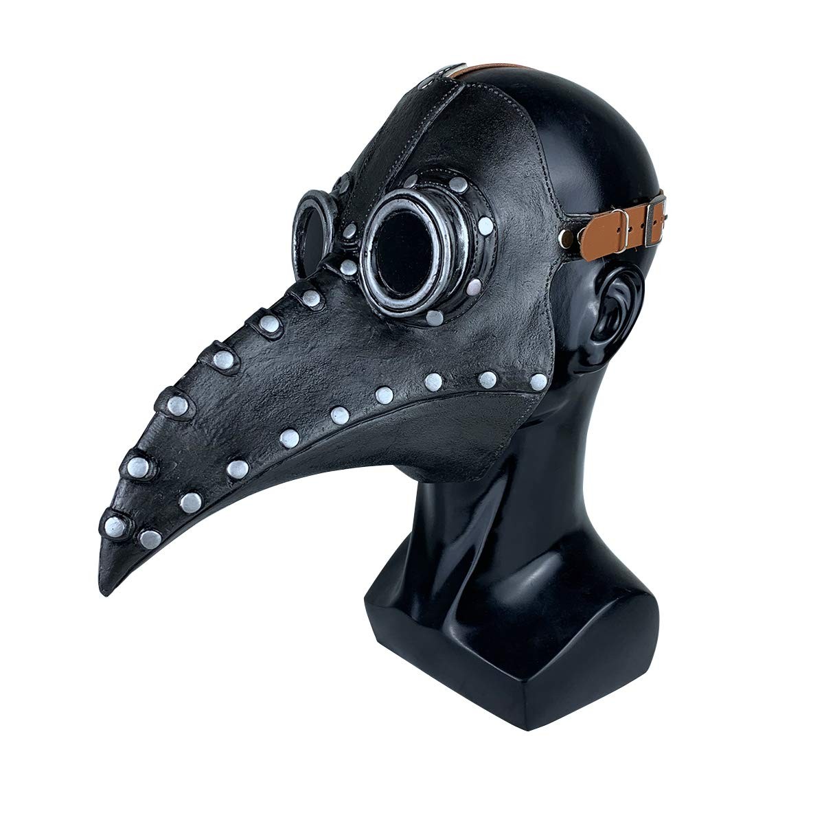 Stegosaurus Plague Doctor Bird Mask Long Nose Beak Cosplay Free size, A-black