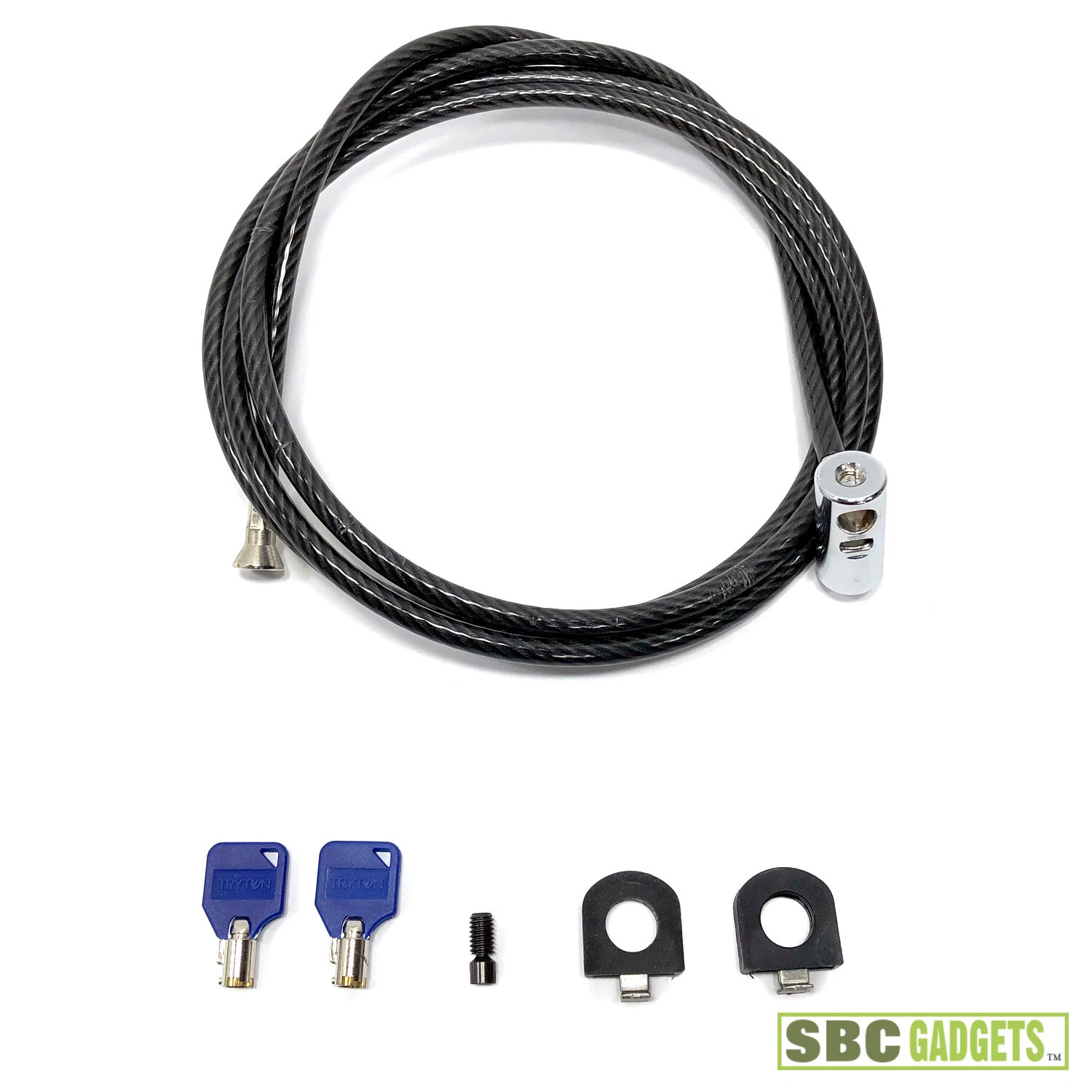 Tryton Universal Laptop Security Cable Lock Kit w/ Keys & Mounting Brackets