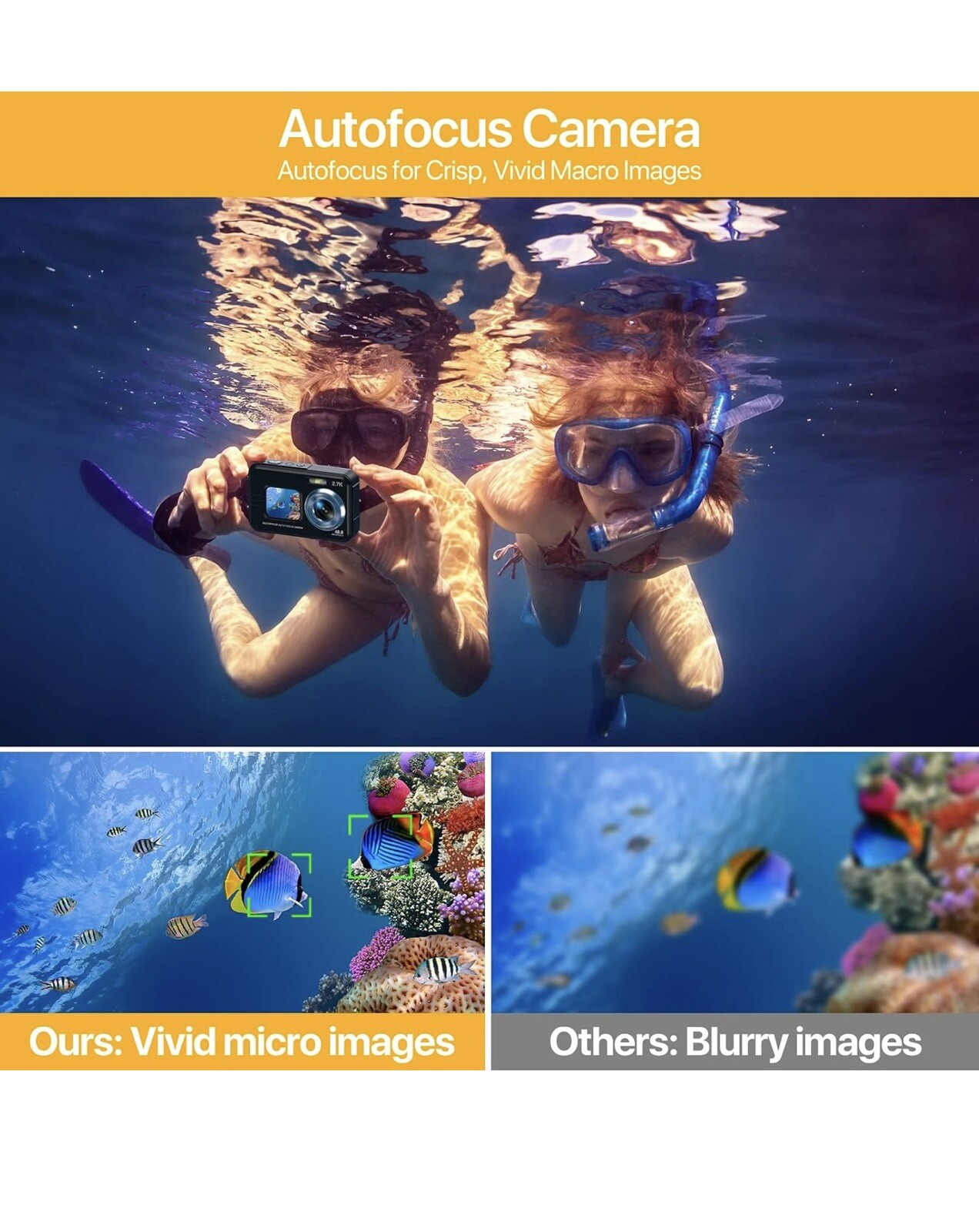 Underwater Camera 4K Dual Screen Waterproof Camera