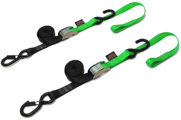 Powertye 23625-S Soft-Tye Cam Buckle Tie-Down 1x6ft Spring Hook Black Green