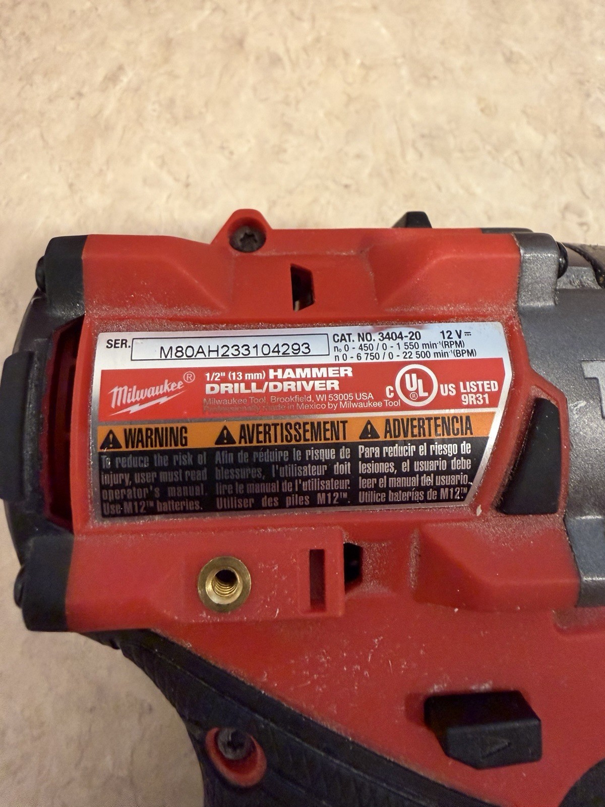 Milwaukee M12 FUEL 3404-20 1/2in Hammer Drill/Driver w/ 2.0btry +Chgr + Bit Set