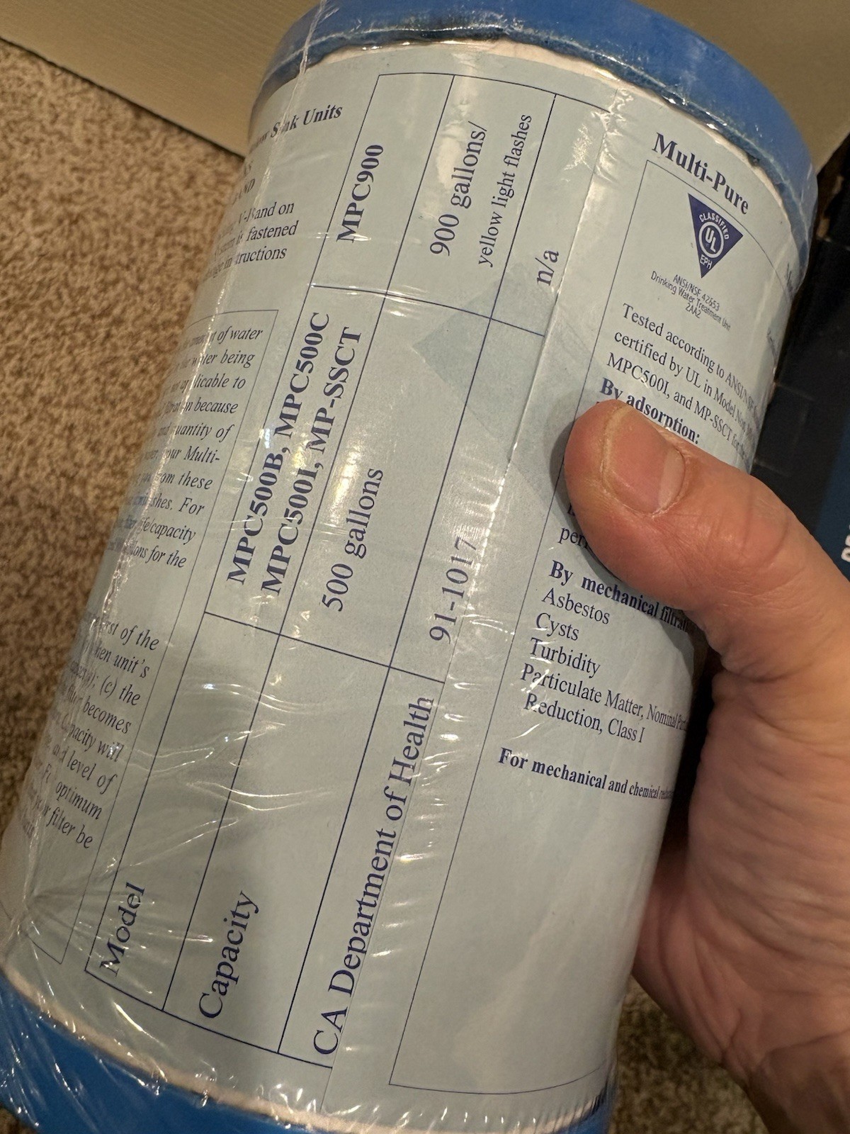 Multi-pure Replacement Filter MPC6 NIB Old Stock Of 2