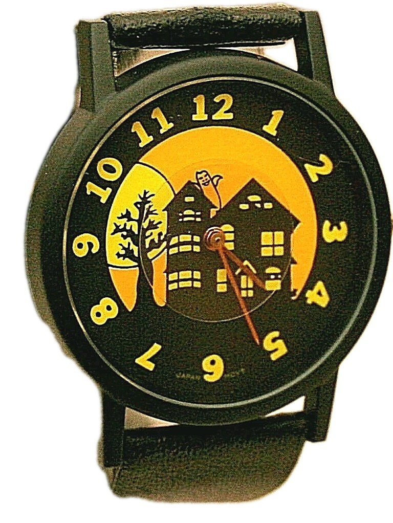 Vtg Halloween Haunted House Floating Ghost Mystery Dial Watch New NOS 1980's