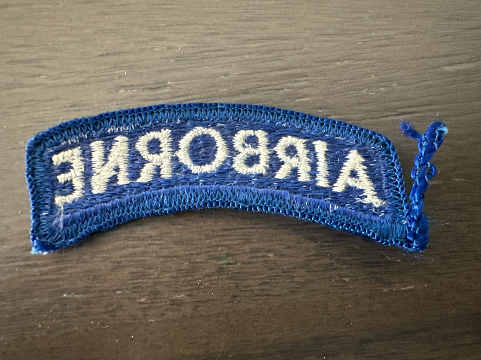 Military AIRBORNE Tab Patch - White On Blue