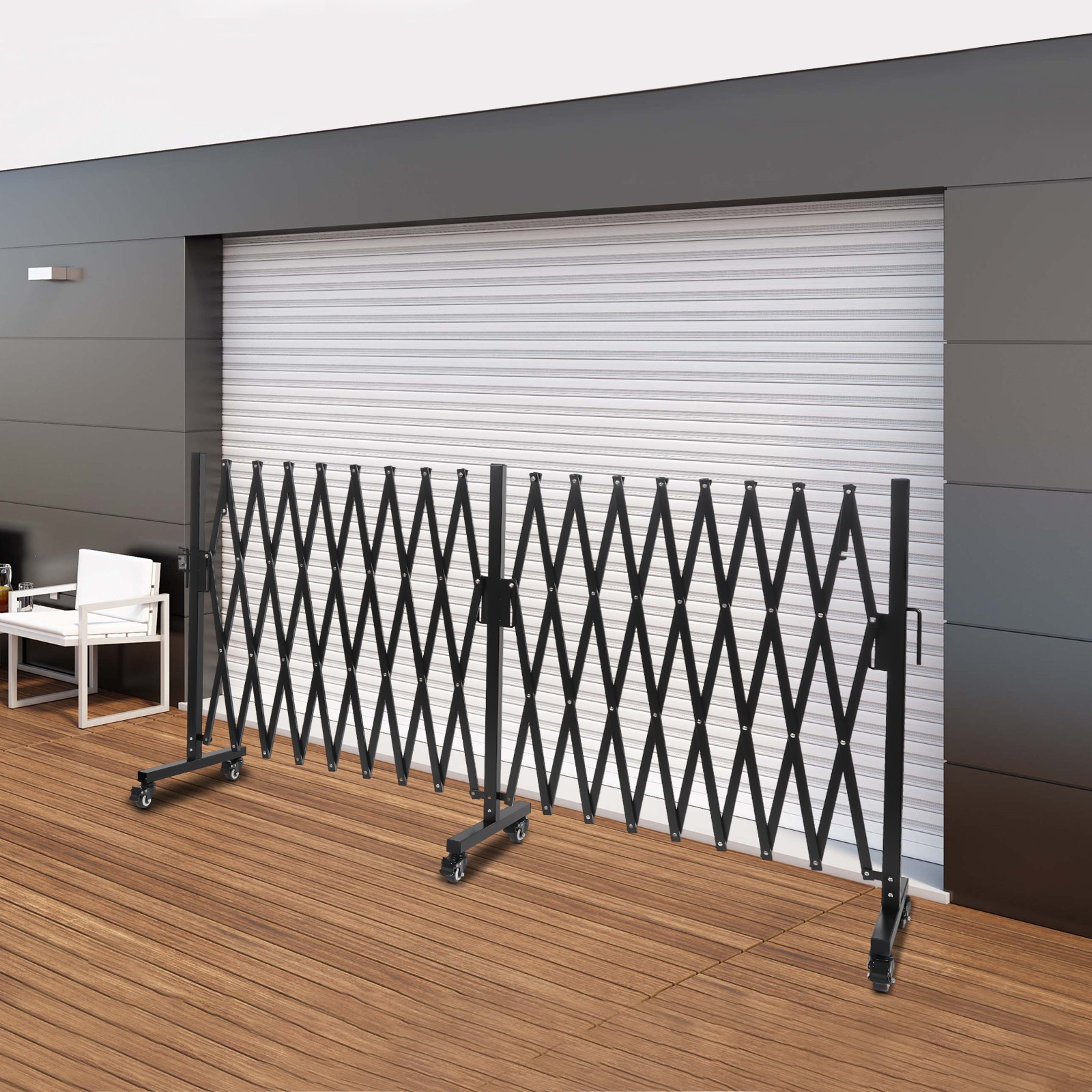 Safety Barrier Mobile Folding Gate Portable Fence Gate 212.6x17.7x40in(Expanded)