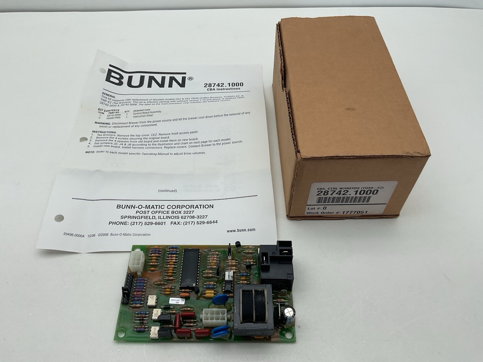 Bunn CBA Control 28742.1000 Coffee Tea Brewer Control Board