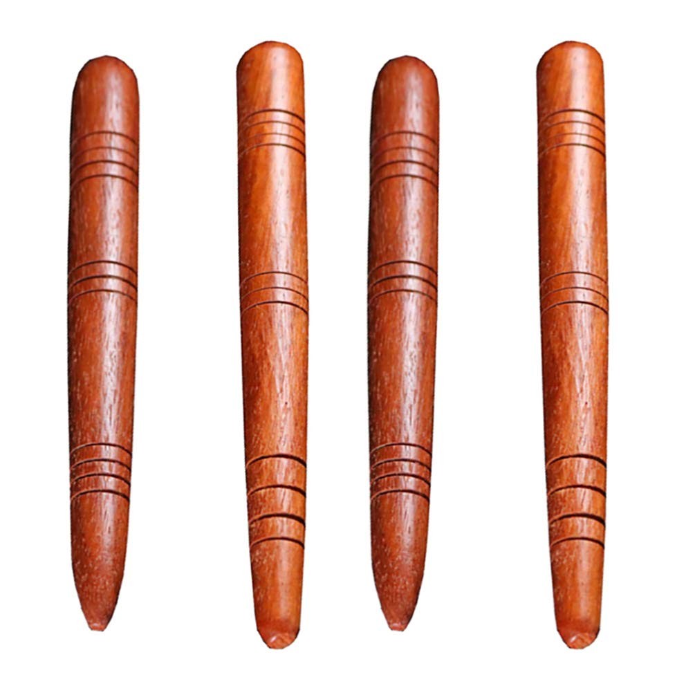 4Pcs Manual Acupressure Pen Wooden Thai Massage Stick Rod Deep Tissue Brown