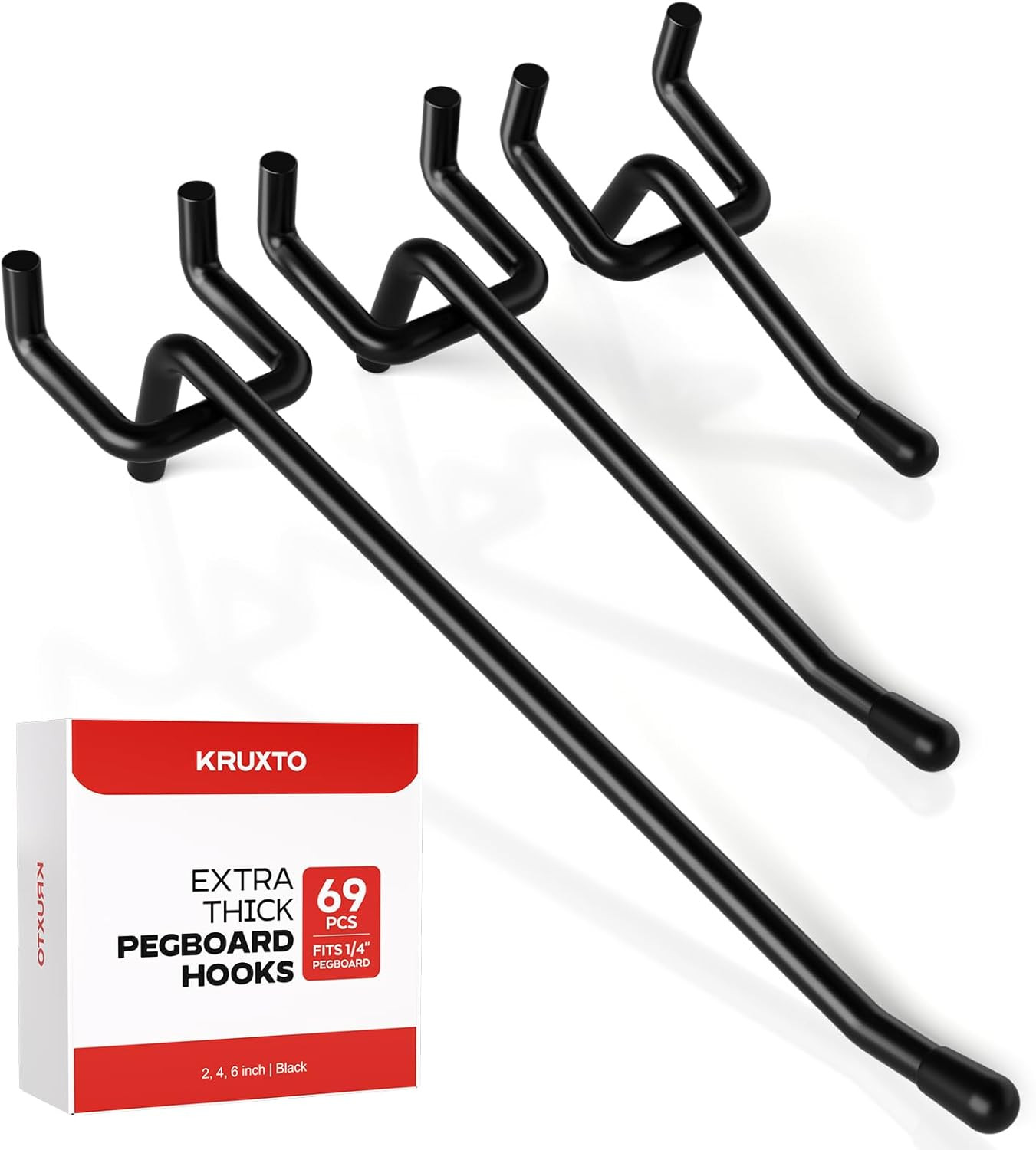 69PCS 2/4/6 Inch Extra Thick Pegboard Hooks, Heavy Duty Peg Board Organizer Acce